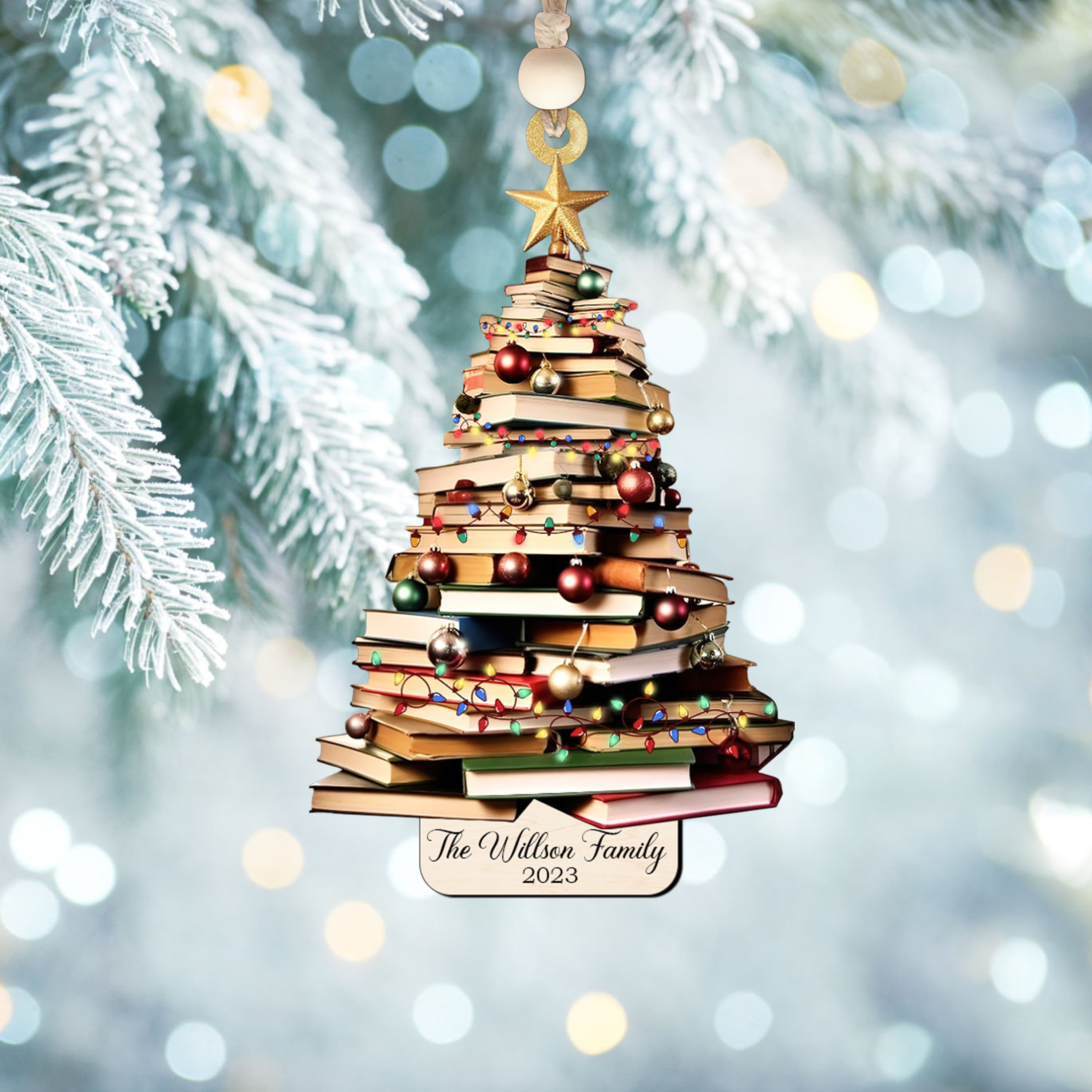 Book Lover Christmas Ornament