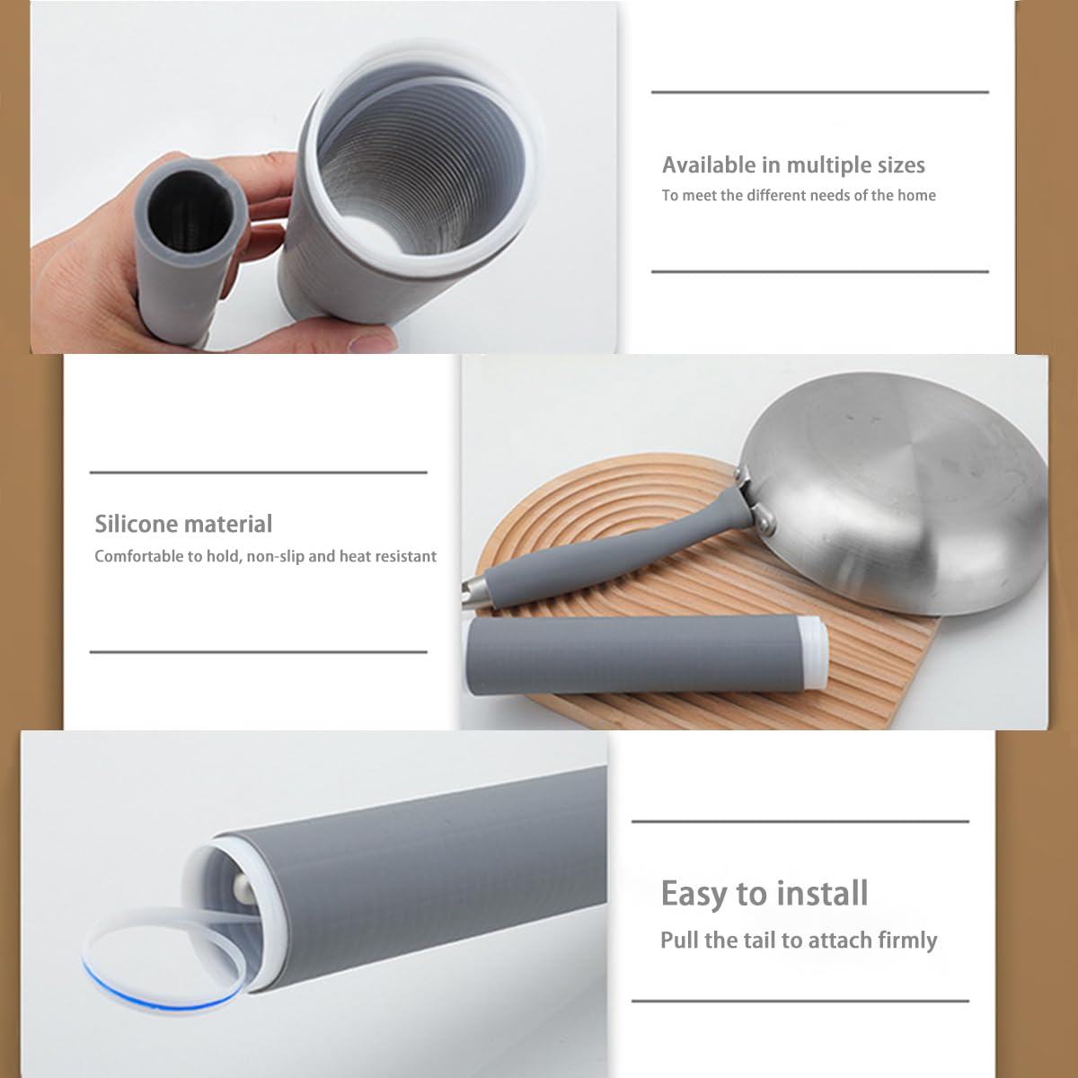 Self-shrinking non-slip heat-resistant silicone handle cover