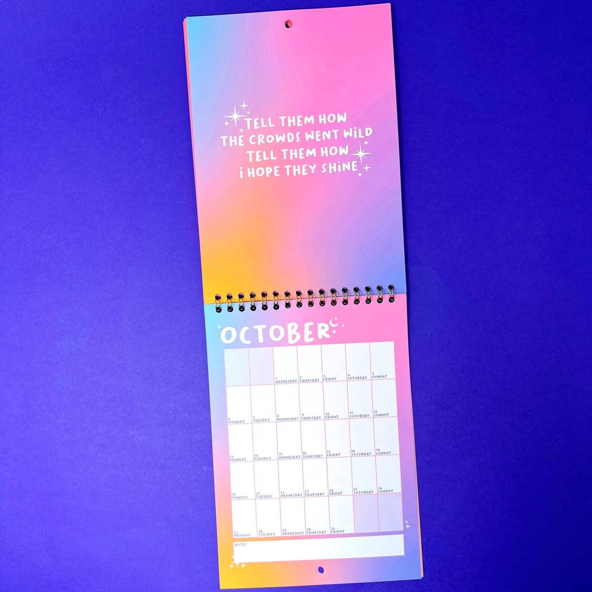 2025 A5 Taylor Swift Lyrics Wall Calendar