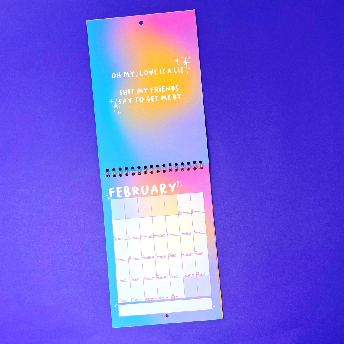 2025 A5 Taylor Swift Lyrics Wall Calendar
