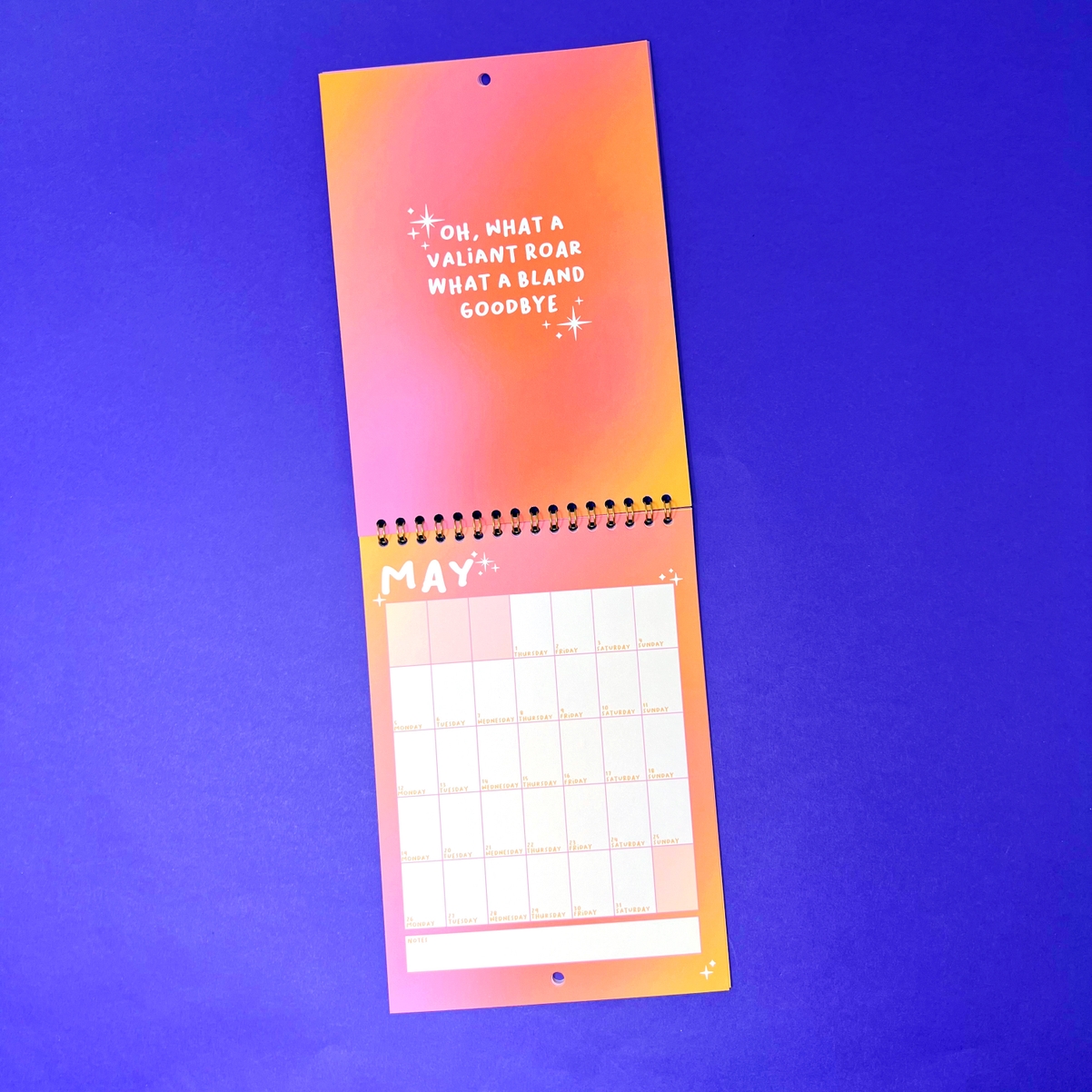 2025 A5 Taylor Swift Lyrics Wall Calendar