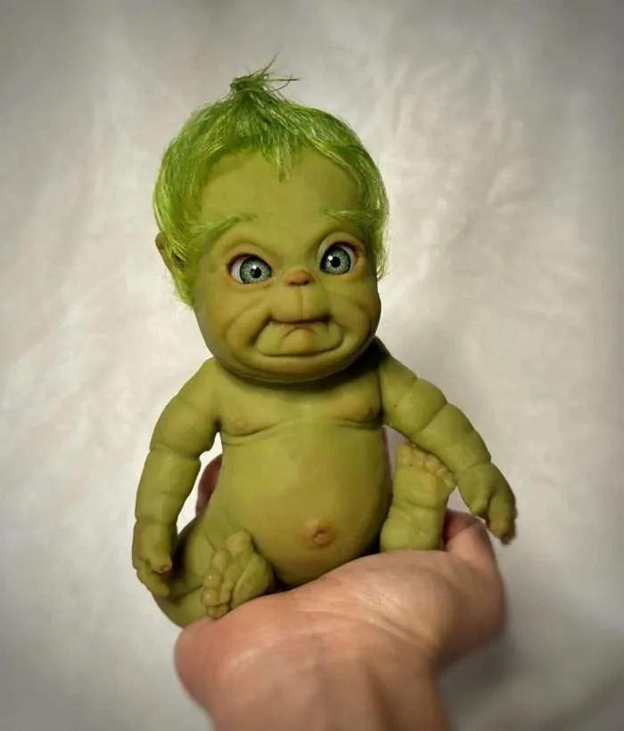 Tiny Baby Grinch Realistic Silicone Art Doll