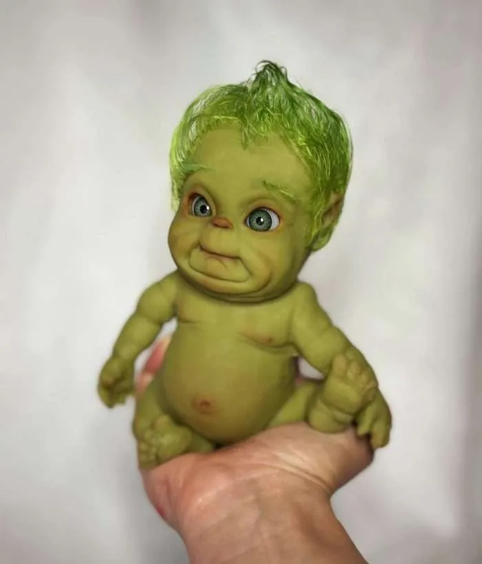 Tiny Baby Grinch Realistic Silicone Art Doll