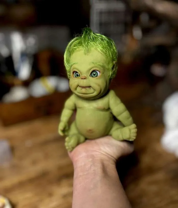Tiny Baby Grinch Realistic Silicone Art Doll