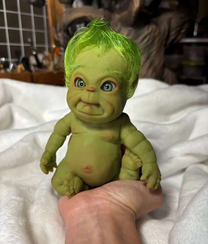 Tiny Baby Grinch Realistic Silicone Art Doll