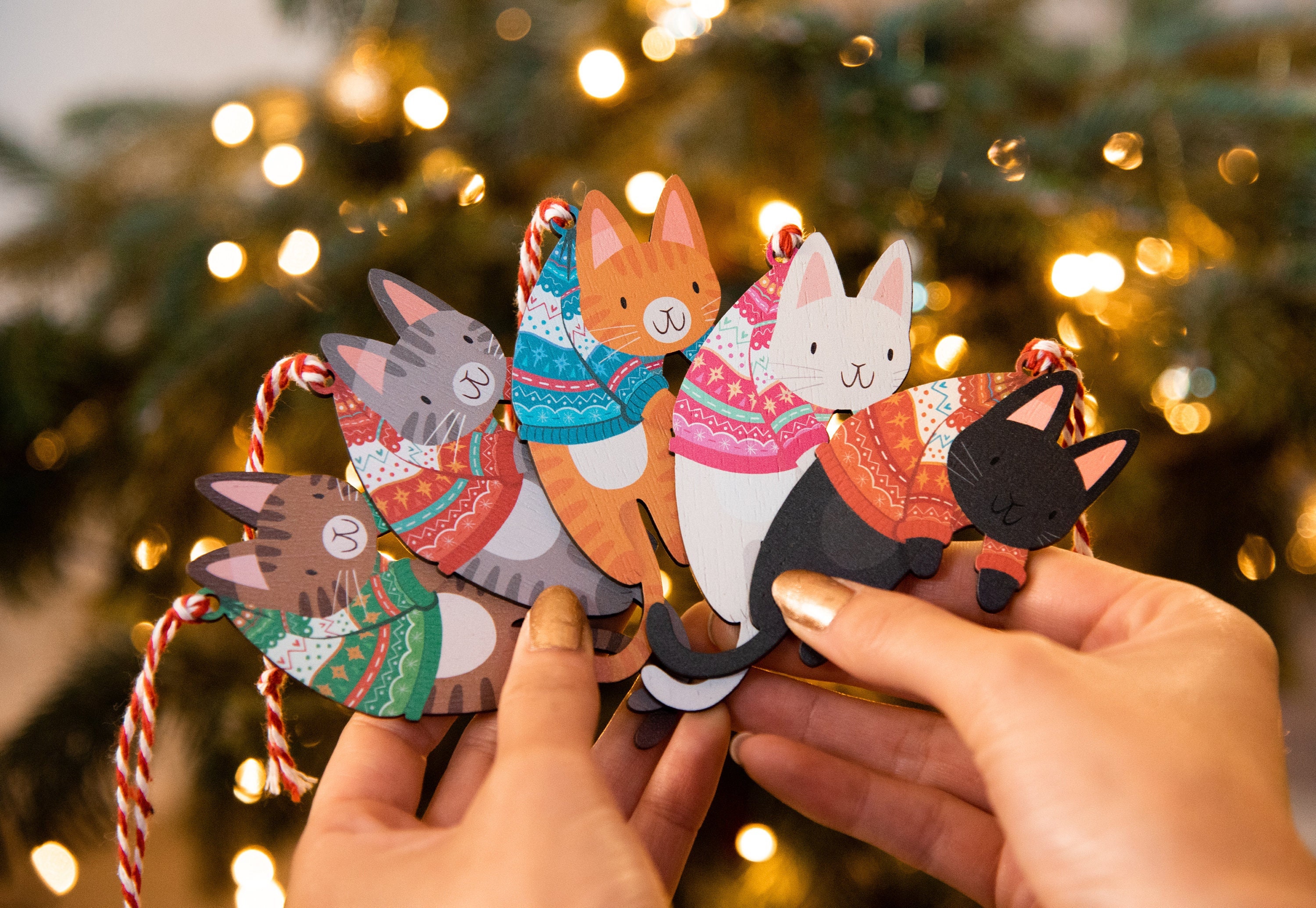 Hanging Christmas Cats Decorations
