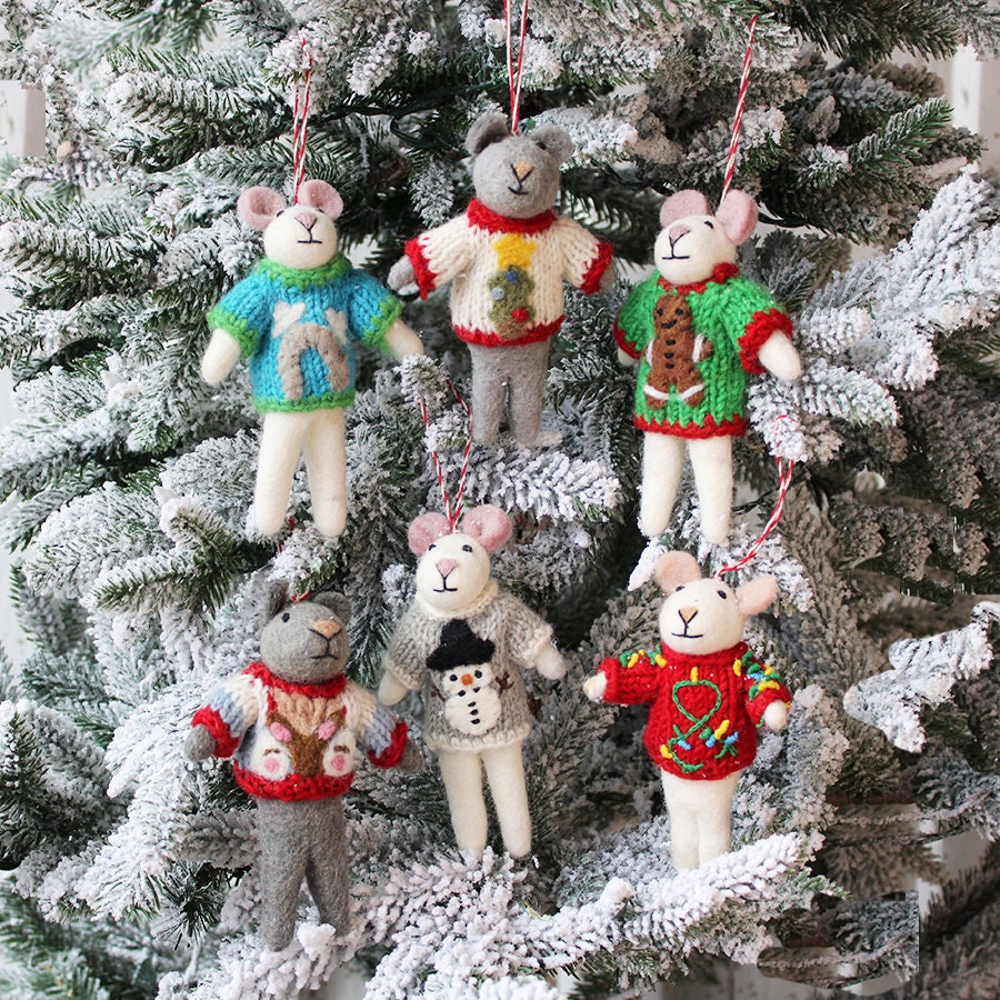 Ugly Sweater Mouse Ornaments