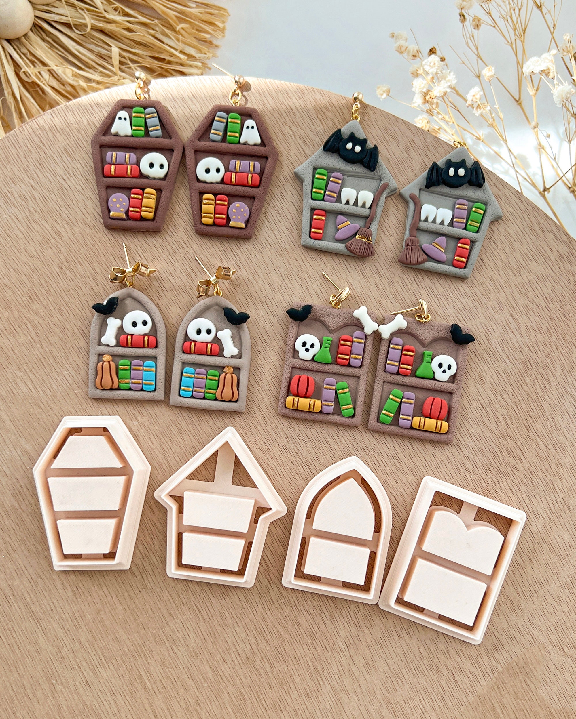 Halloween Bookshelf Polymer Clay Cutters