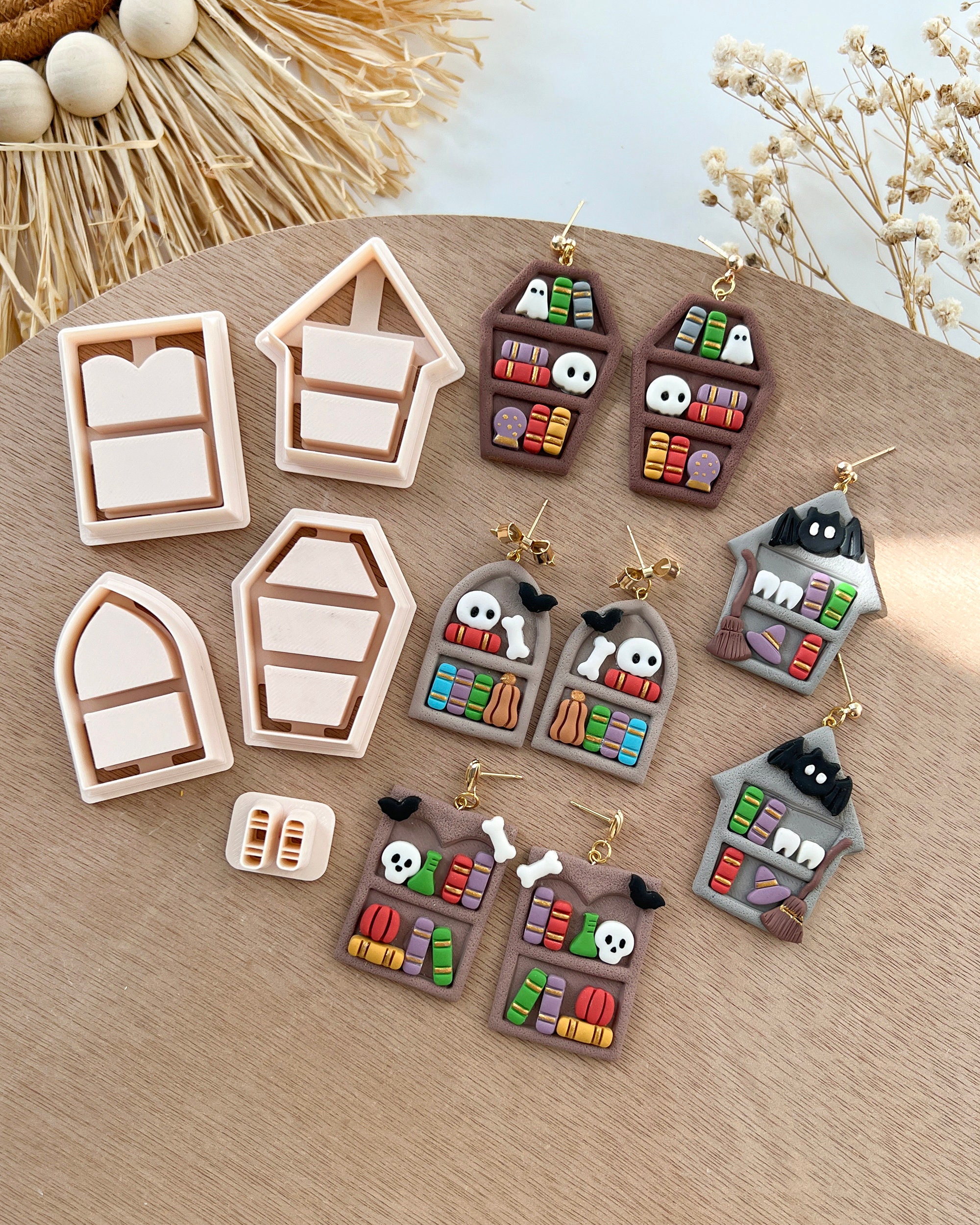 Halloween Bookshelf Polymer Clay Cutters