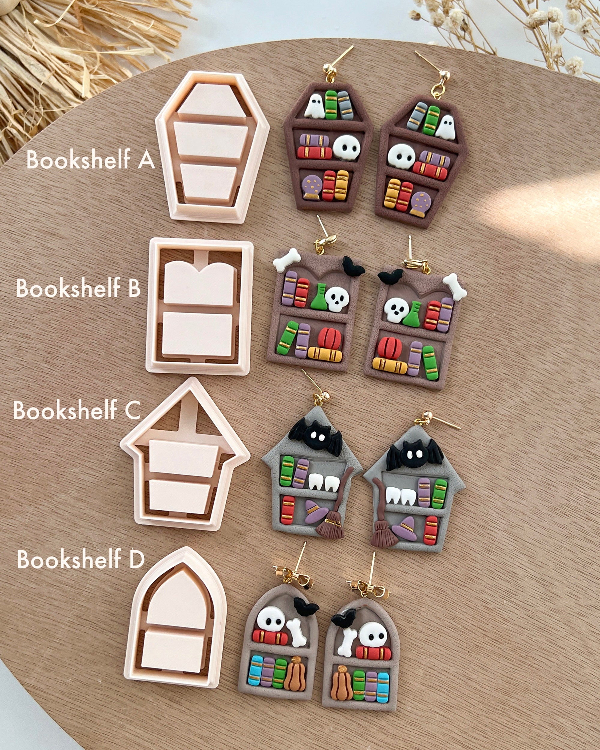 Halloween Bookshelf Polymer Clay Cutters