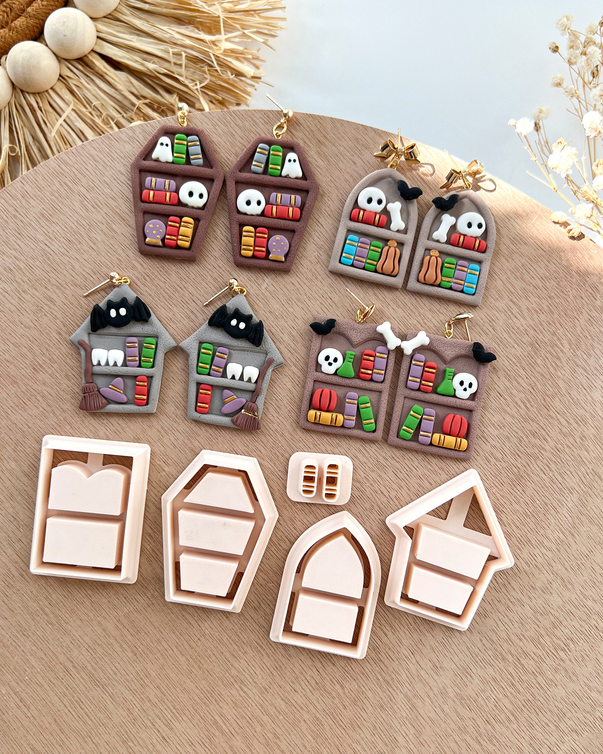 Halloween Bookshelf Polymer Clay Cutters