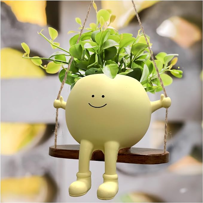 Face Plant Pot,Succulent Pots,Small Flower Pots,Gift Planter with Drainage Hole,Unique Cute Plastic Flower Pot with Face,Novelty Planter,Hanging Planters for Indoor and Outdoor (Smiles)