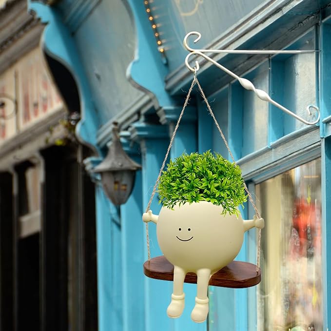 Face Plant Pot,Succulent Pots,Small Flower Pots,Gift Planter with Drainage Hole,Unique Cute Plastic Flower Pot with Face,Novelty Planter,Hanging Planters for Indoor and Outdoor (Smiles)