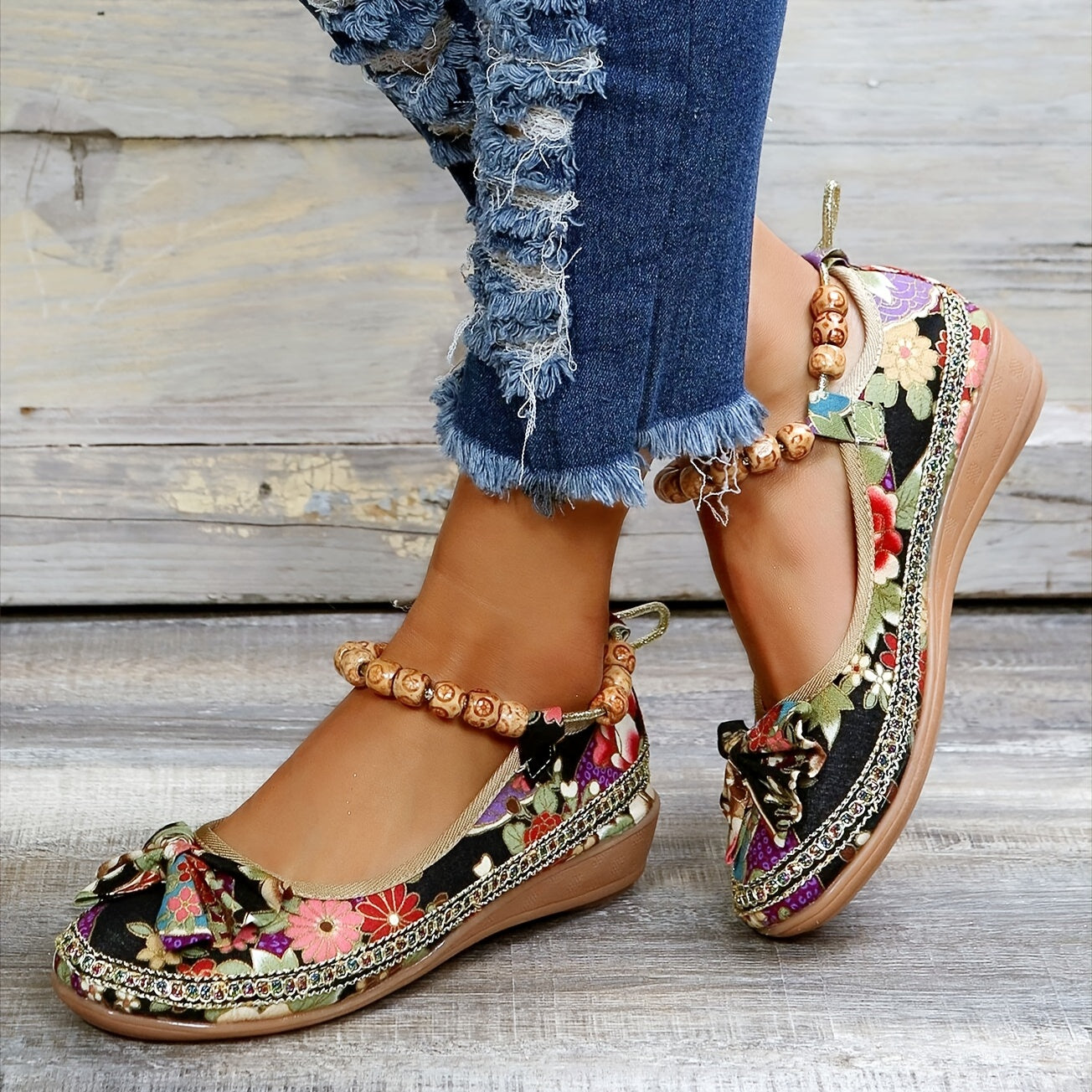【Today's Special Price $35.99】🔥Women's Floral Print Flat Shoes