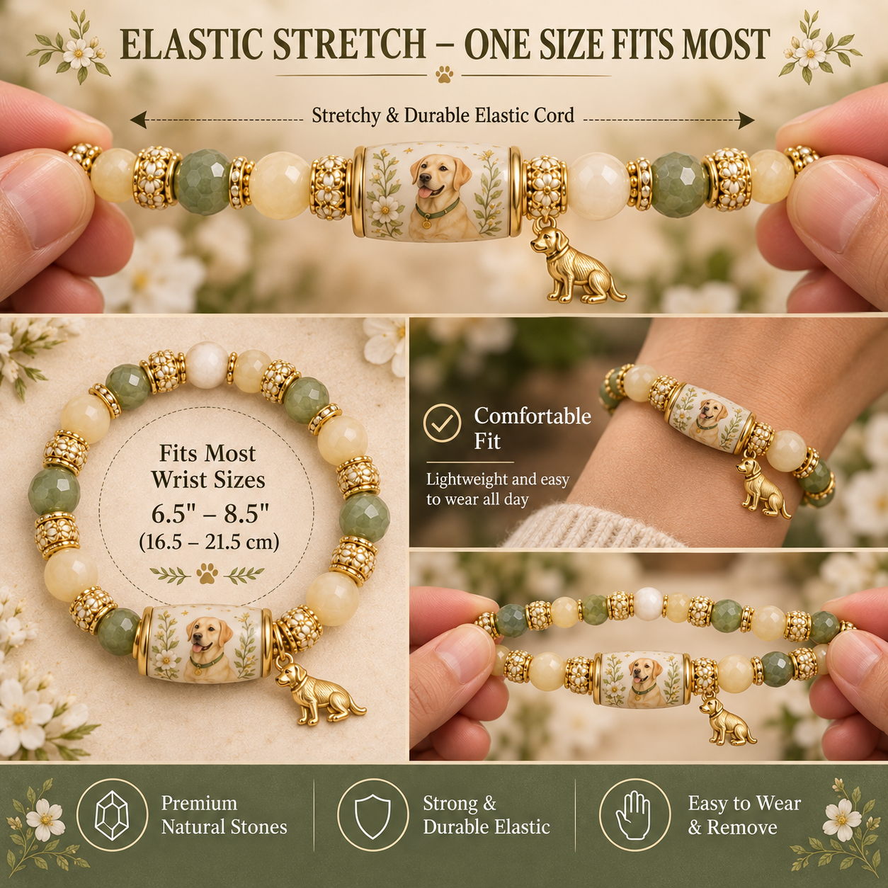 Stretch bracelet fit and bead details