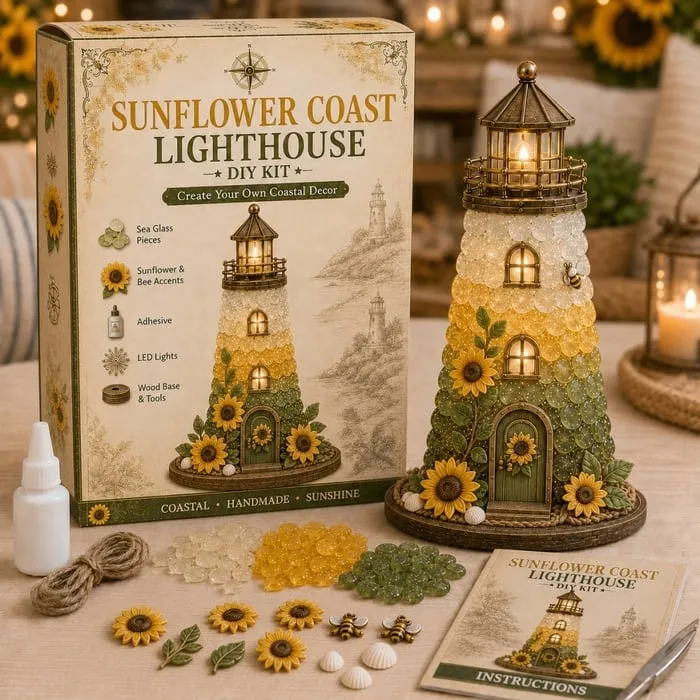 Garden Series DIY Sea Glass Lighthouse Set - Glowing Model