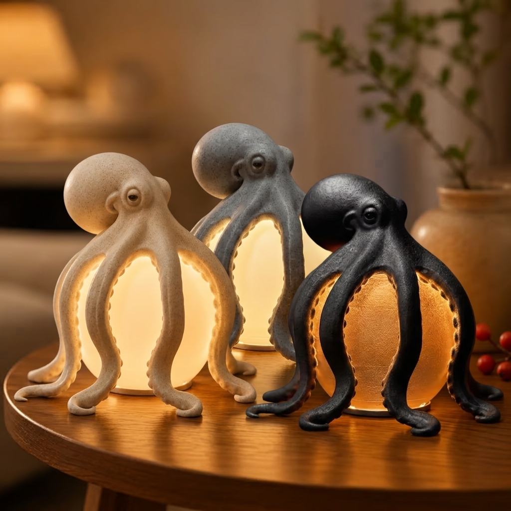 Octopus Ocean Decor Table Lamp - Marble