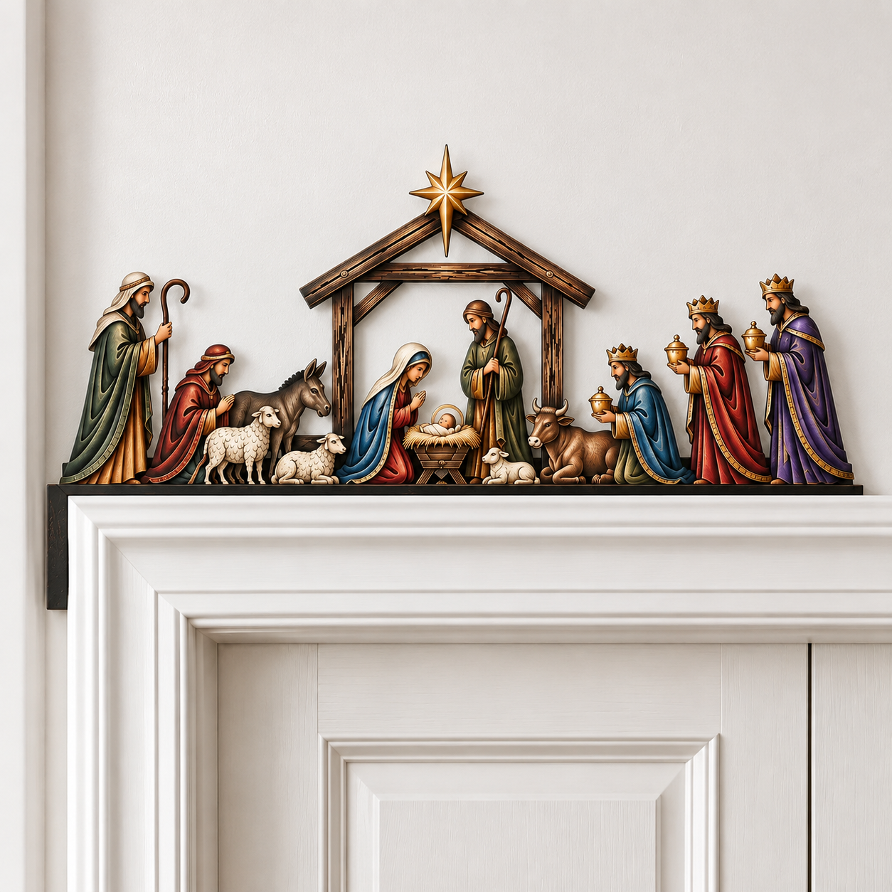 ✝ Nativity Scene Door Topper | Bring The Story Of Christmas Home - 10 inches