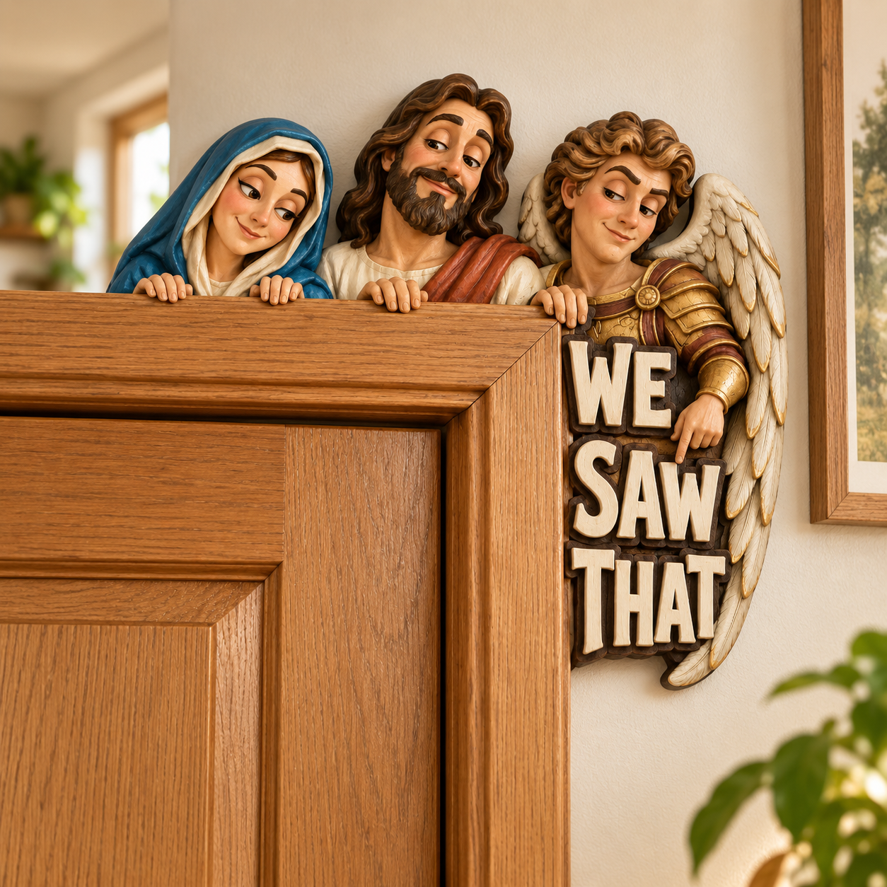 3D Hand-Painted Solid Wood We Saw That Door Topper 