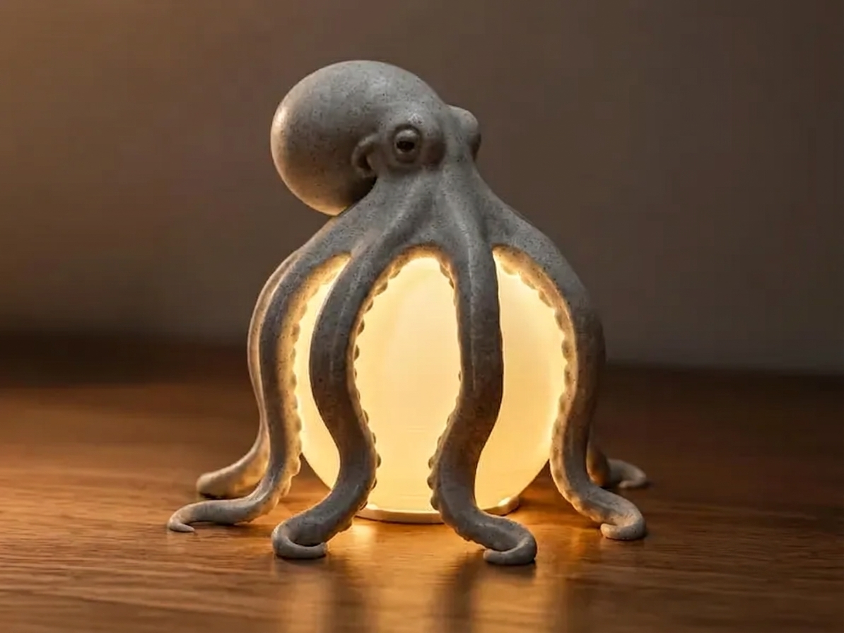 Octopus Table Lamp Glowing
