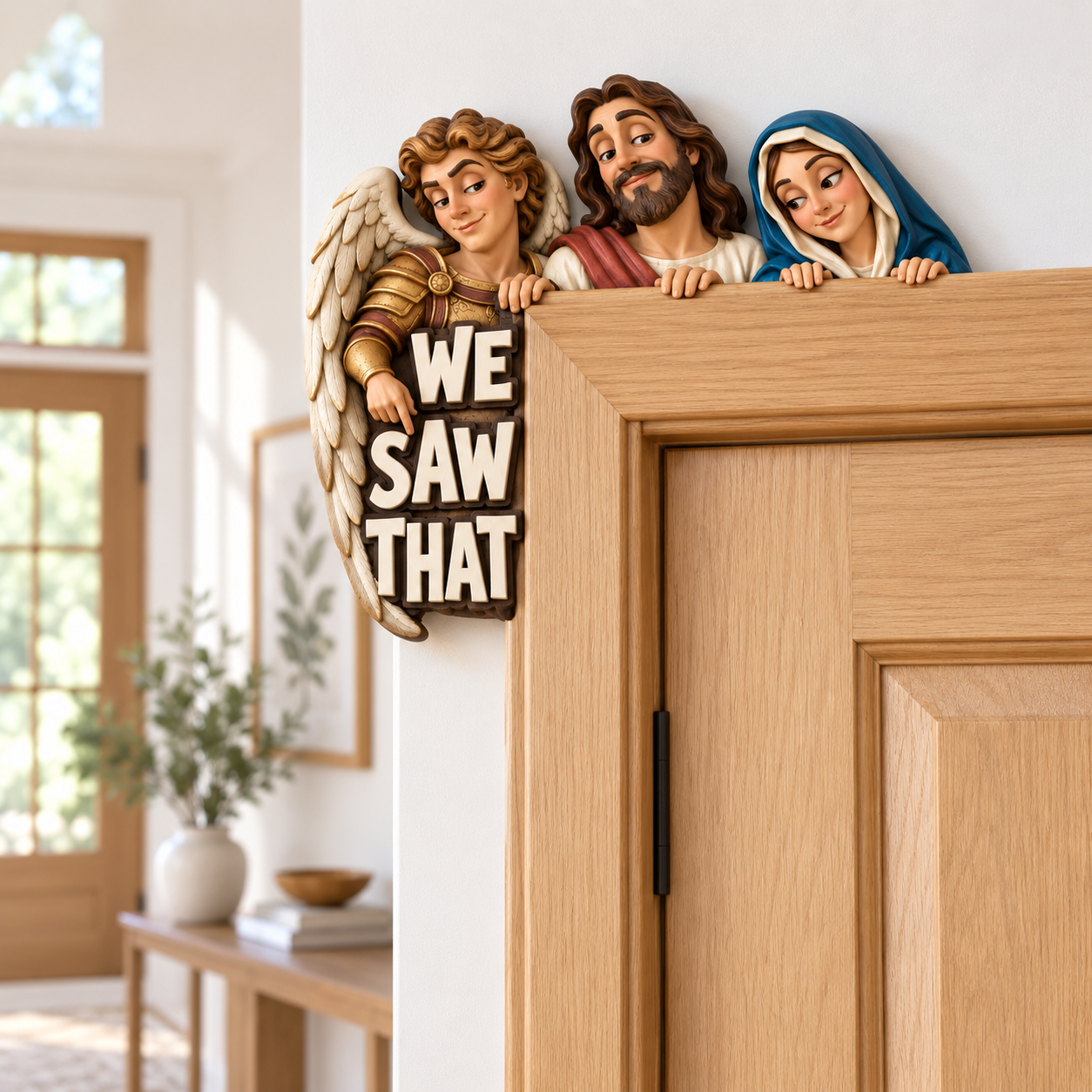 3D Hand-Painted Solid Wood We Saw That Door Topper 