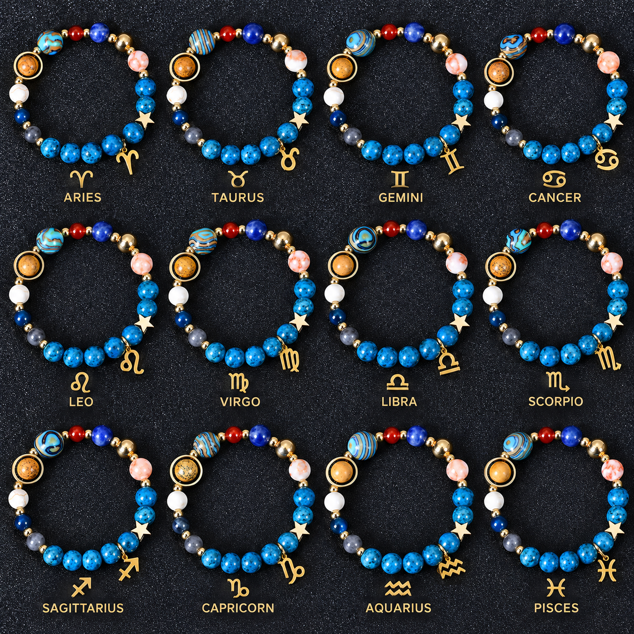 Twelve Planetary Zodiac Bracelet designs