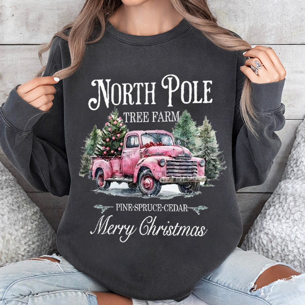 North Pole Tree Farm Fan001 Washed Sweatshirt