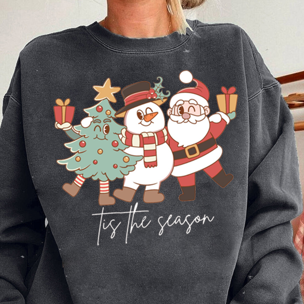 Retro Christmas Friends Greeting Fan012 Washed Sweatshirt