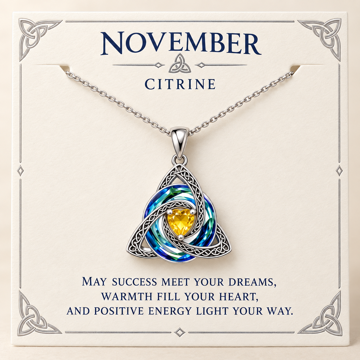 ✨Birthstone Celtic Trinity Knot Necklace – Meaningful Symbol of Love & Connection ❤️