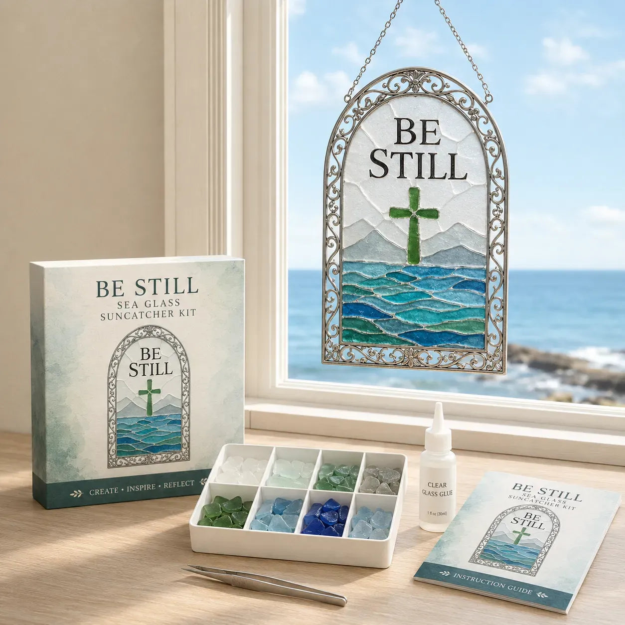 ✝️DIY Scripture Sea Glass Suncatcher Kit | Beginner-Friendly Faith Craft Gift💙