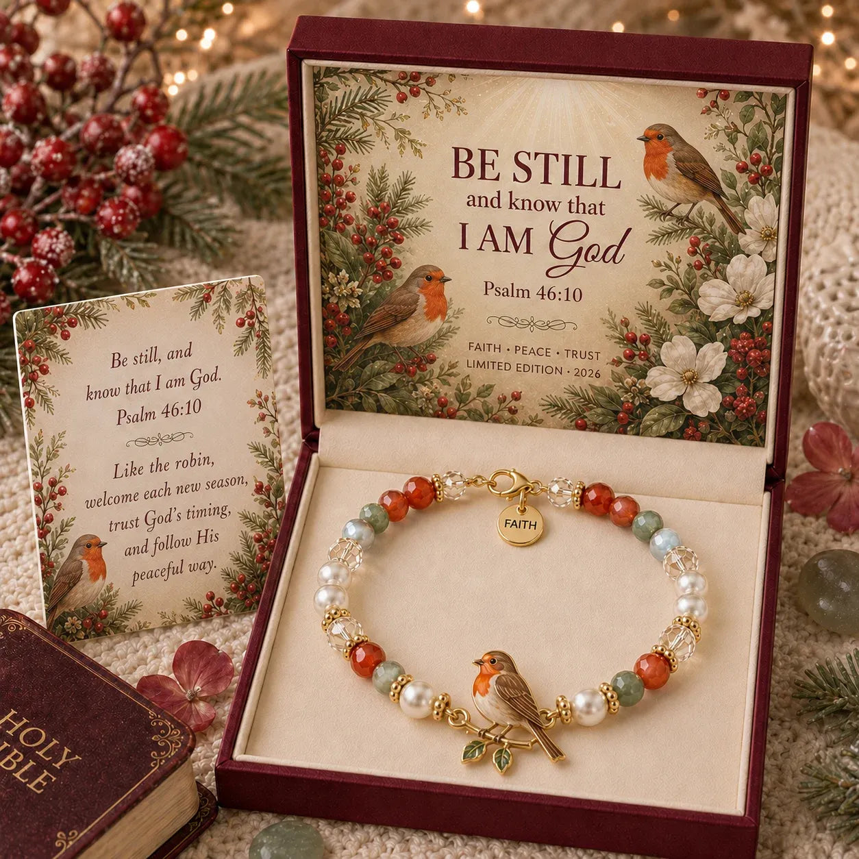 ✝️ Psalm 46:10 Faith Bracelet | Limited Edition 2026 Christian Jewelry with 7 Meaningful Nature Symbols 🤍