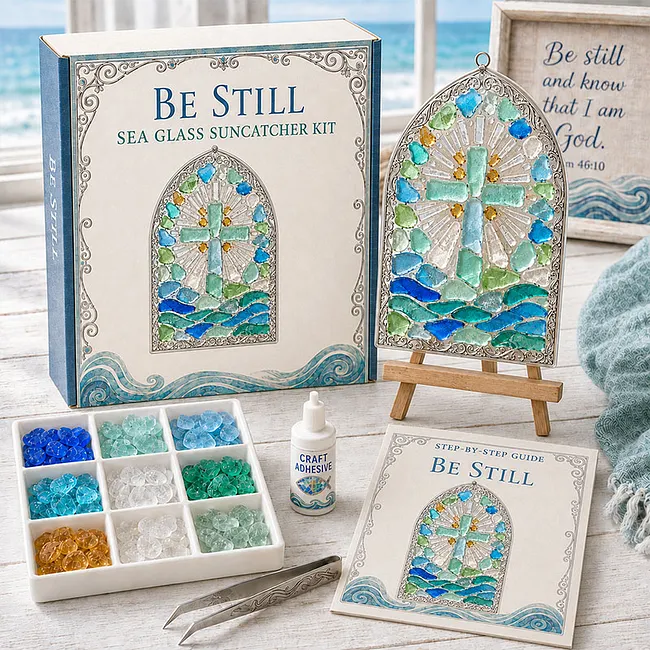 ✝️DIY Scripture Sea Glass Suncatcher Kit | Beginner-Friendly Faith Craft Gift💙