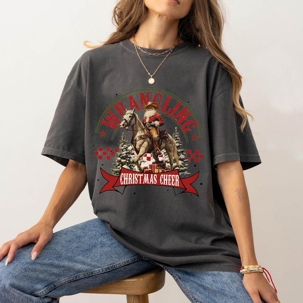 Wrangling Christmas Cheer Fan011 Washed T-shirt