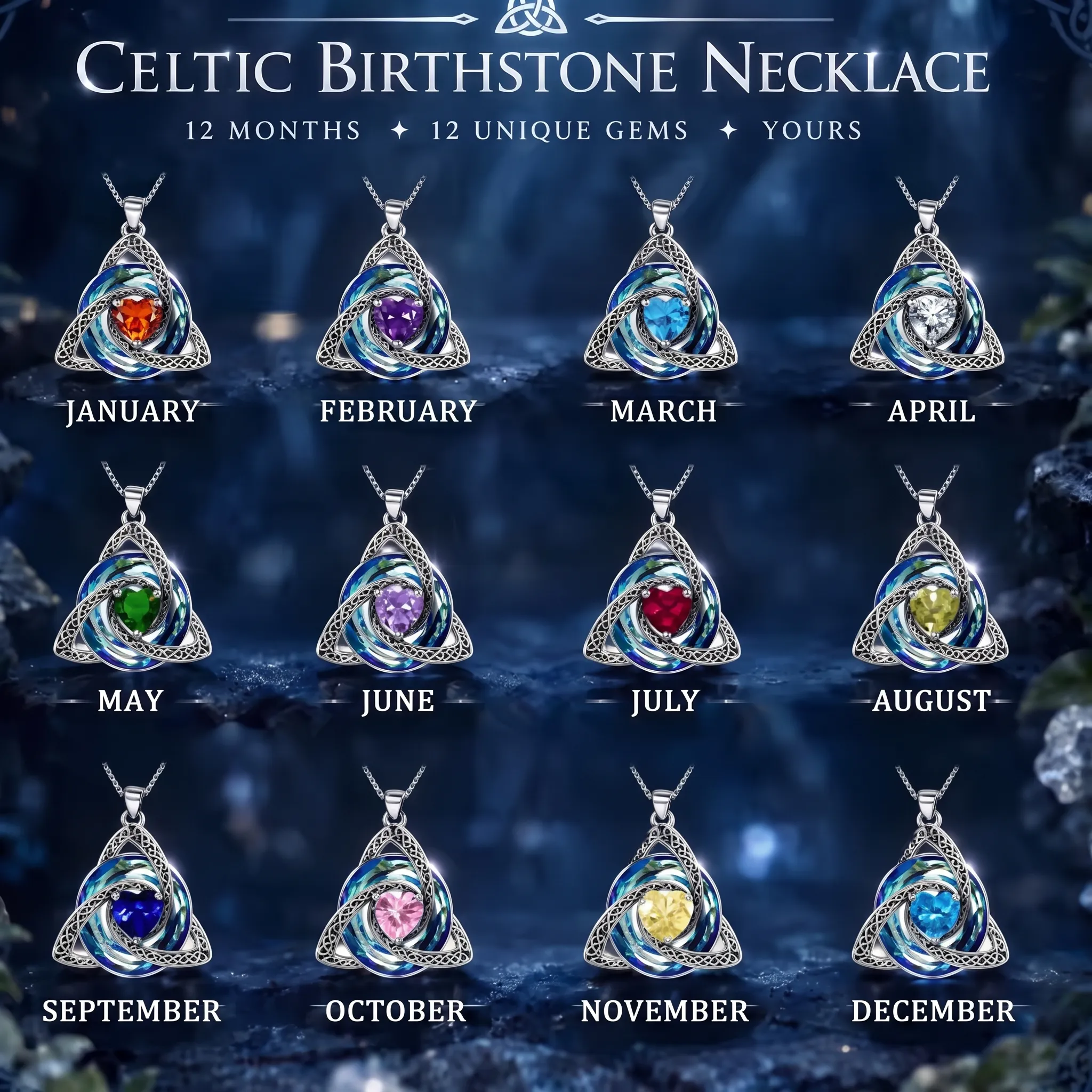Twelve birthstone crystal options
