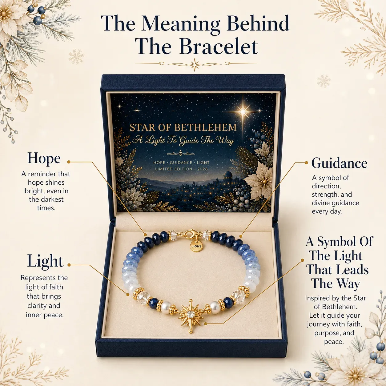 Star of Bethlehem bracelet highlighting its message of hope, guidance, and light