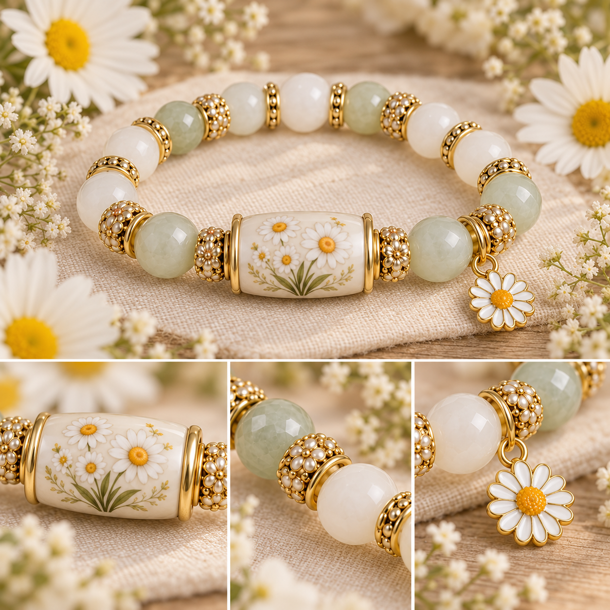 Floral centerpiece and decorative bead details