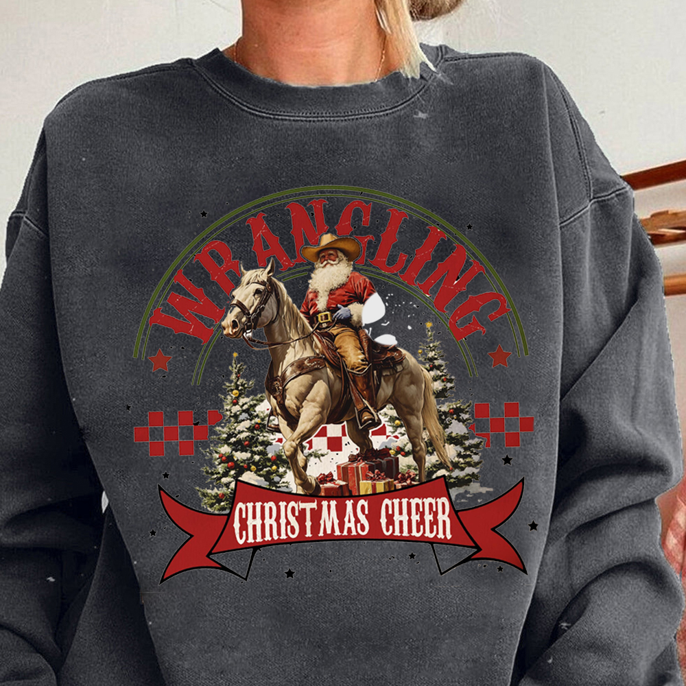 Wrangling Christmas Cheer Fan011 Washed Sweatshirt