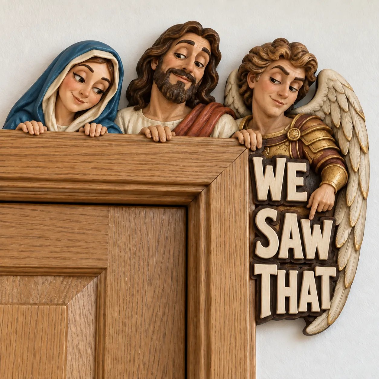 3D Hand-Painted Solid Wood We Saw That Door Topper 