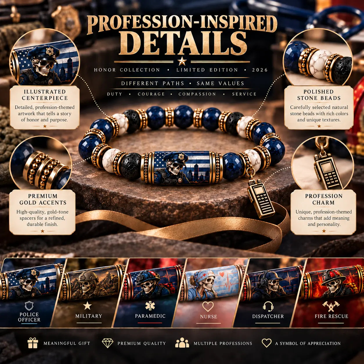 🎖️ Limited Edition Honor Collection Beaded Bracelet | Meaningful Appreciation Gift