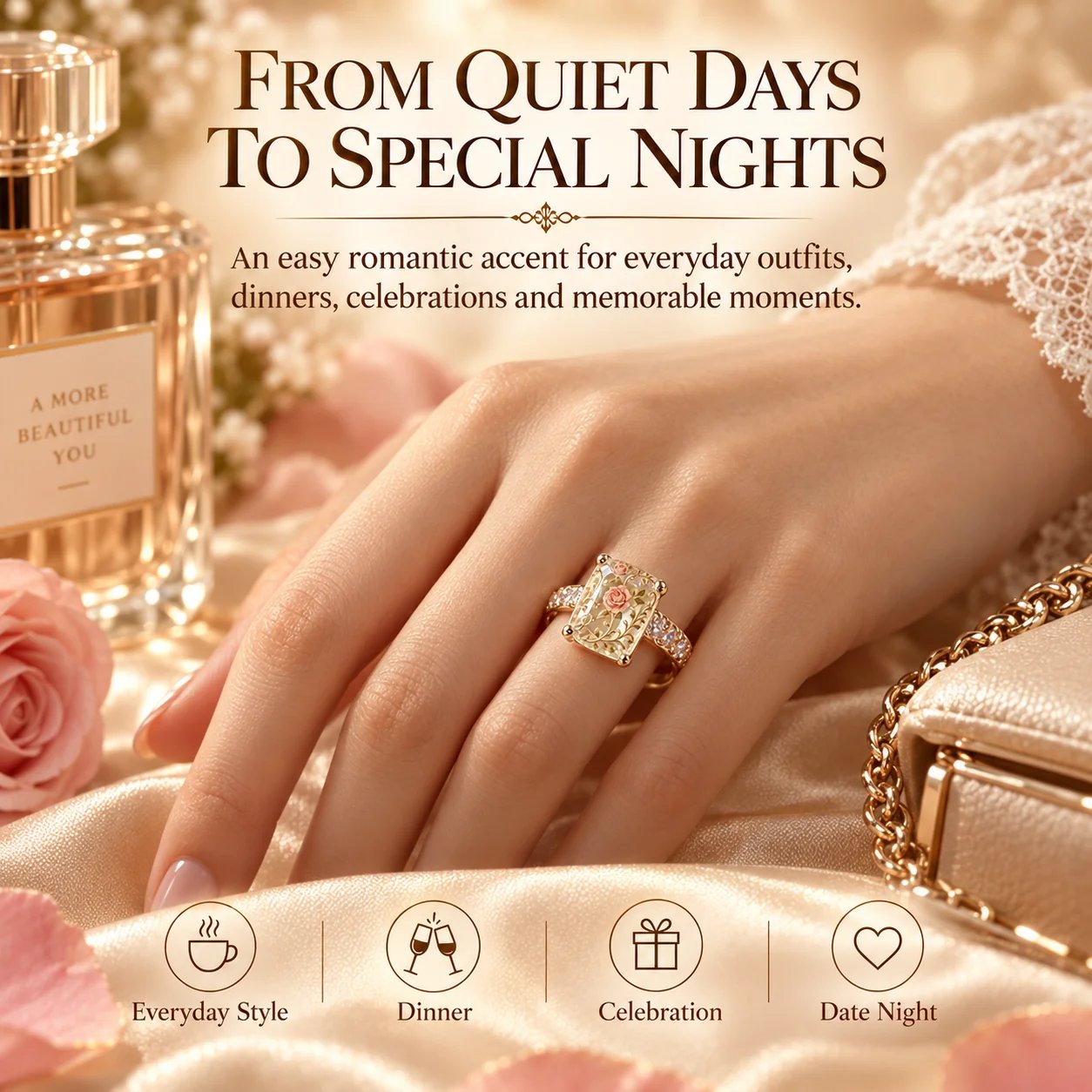 Floral statement ring styled for everyday wear and special occasions