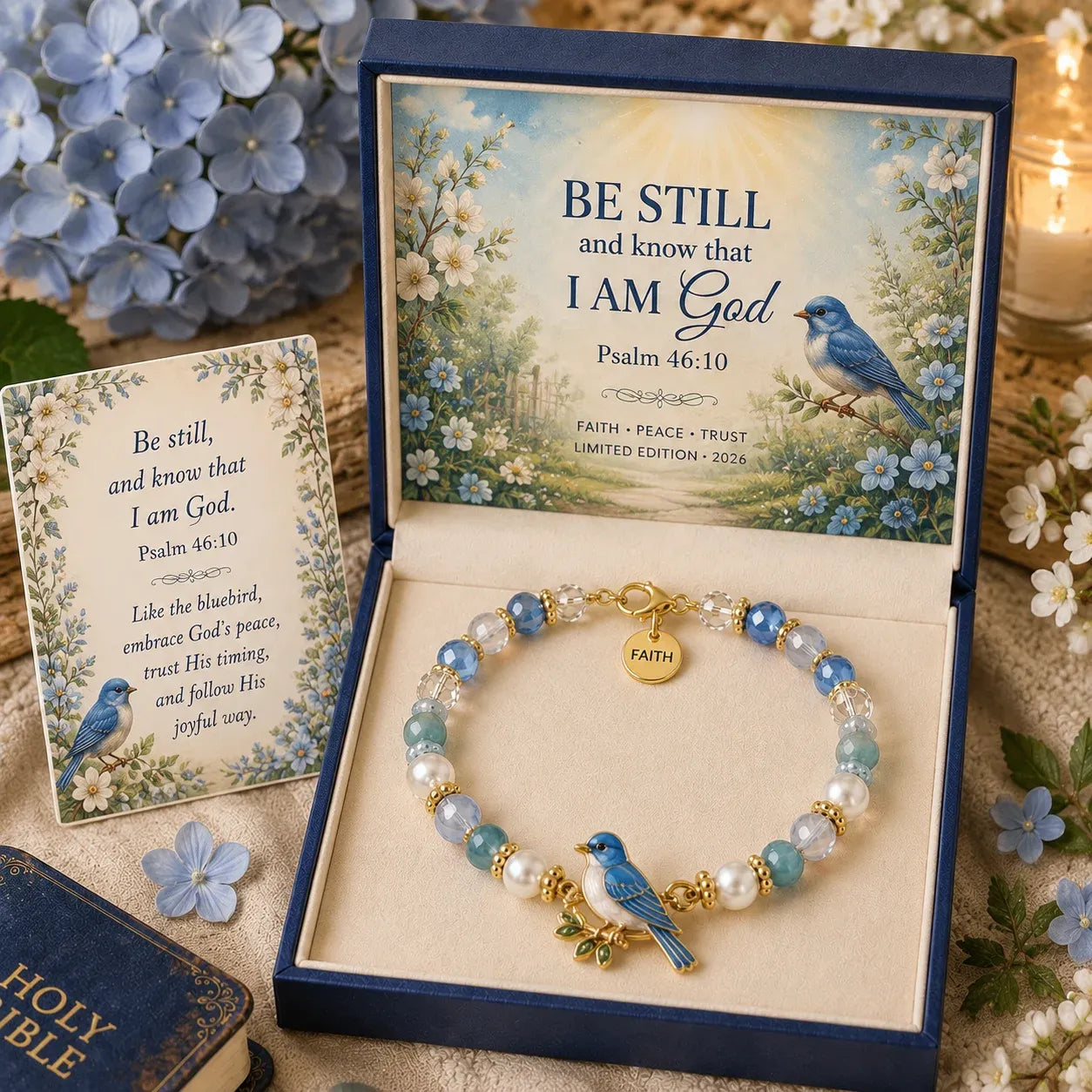 ✝️ Psalm 46:10 Faith Bracelet | Limited Edition 2026 Christian Jewelry with 7 Meaningful Nature Symbols 🤍