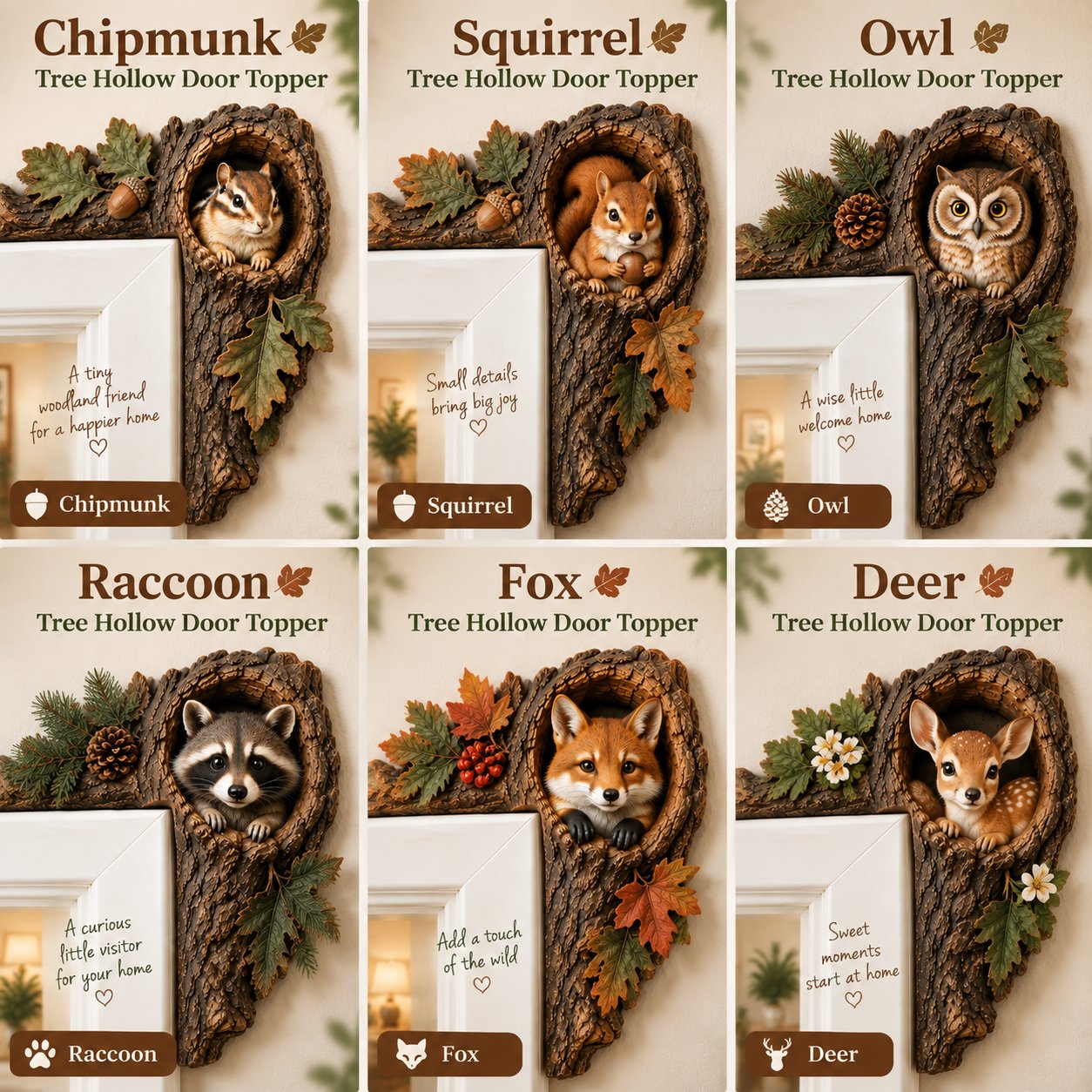 🐿️ Chipmunk Tree Hollow Door Topper | Woodland Animal Doorway Decor For Cozy Nature Homes