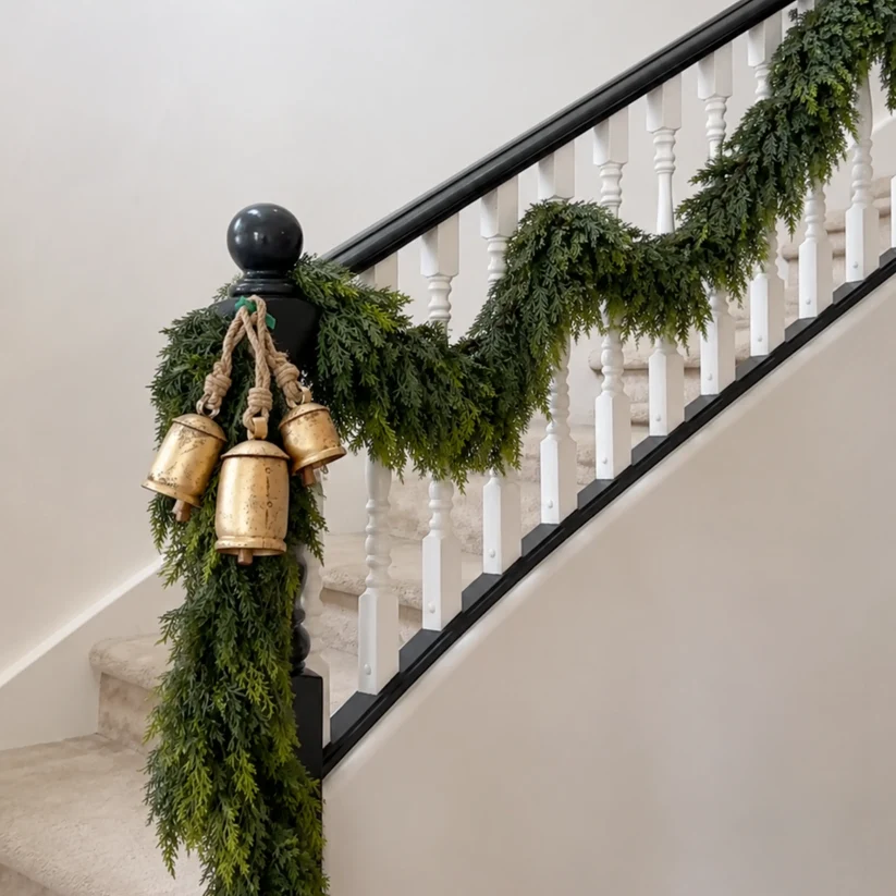 🎄 6ft Real Touch Artificial Cedar Garland | Lifelike Winter Pine Greenery for Christmas Mantle