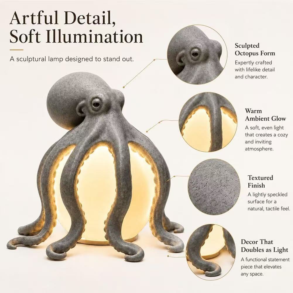 Octopus Ocean Decor Table Lamp - Marble