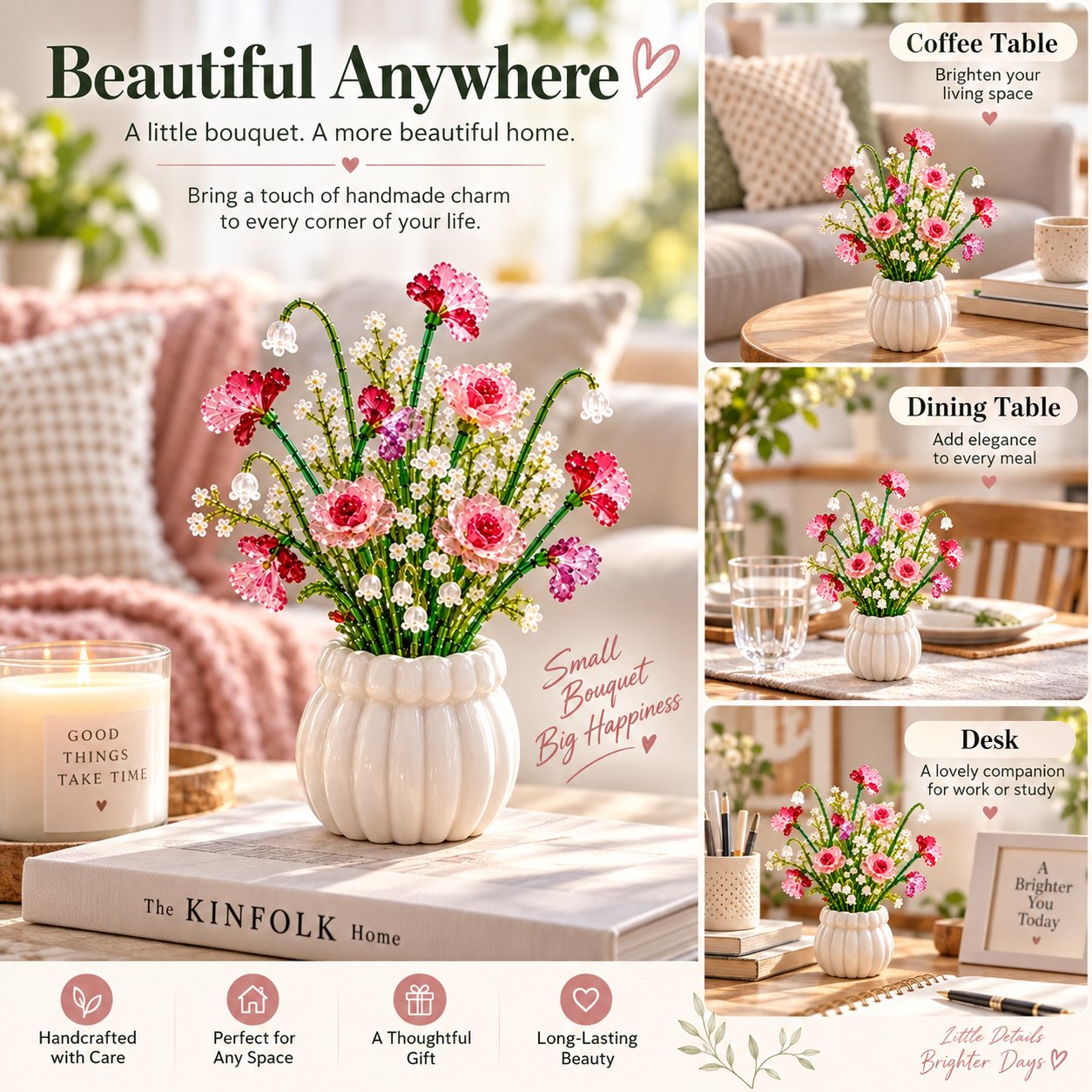Beaded flower bouquet home decoration