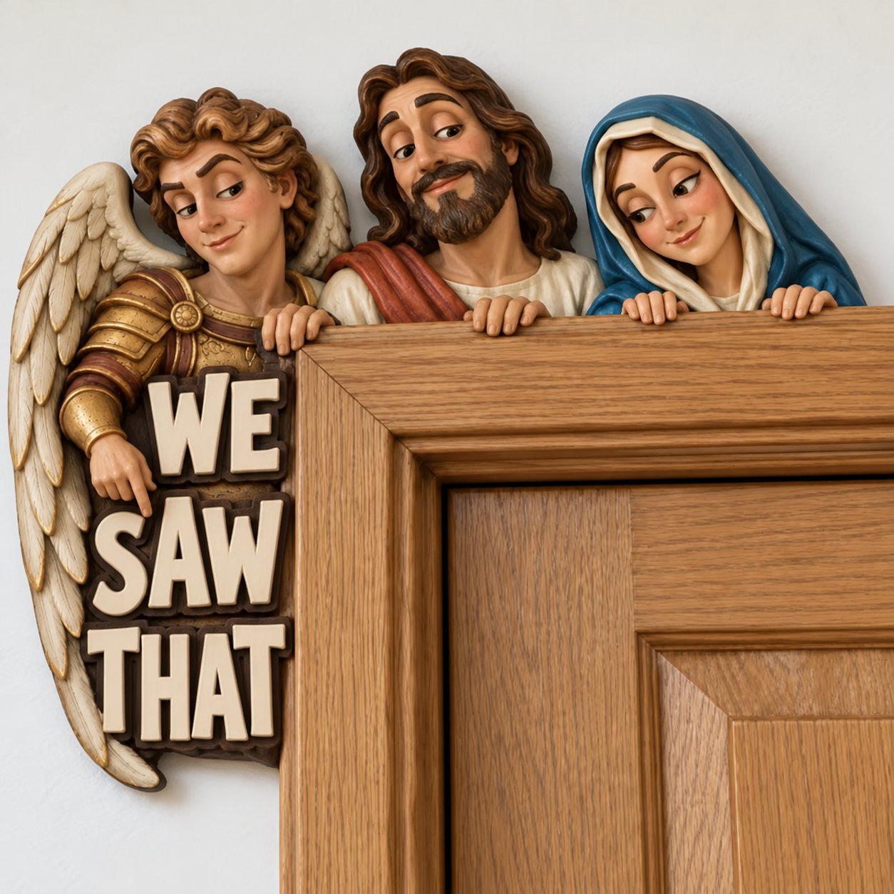 Funny Christian doorway decoration