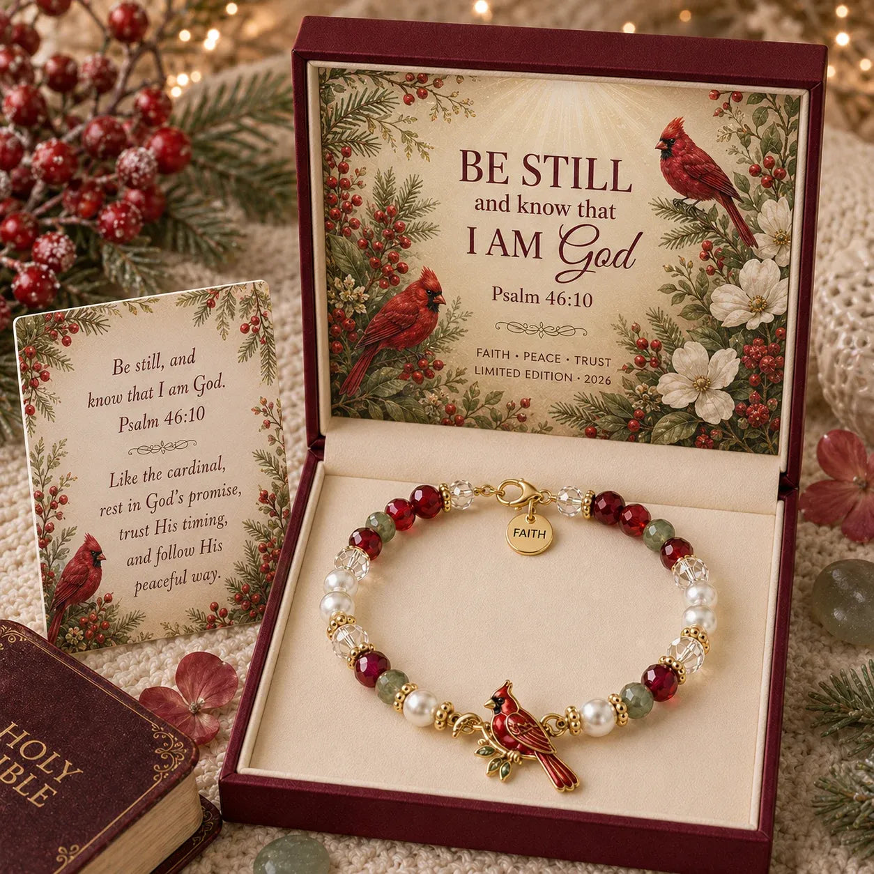 ✝️ Psalm 46:10 Faith Bracelet | Limited Edition 2026 Christian Jewelry with 7 Meaningful Nature Symbols 🤍