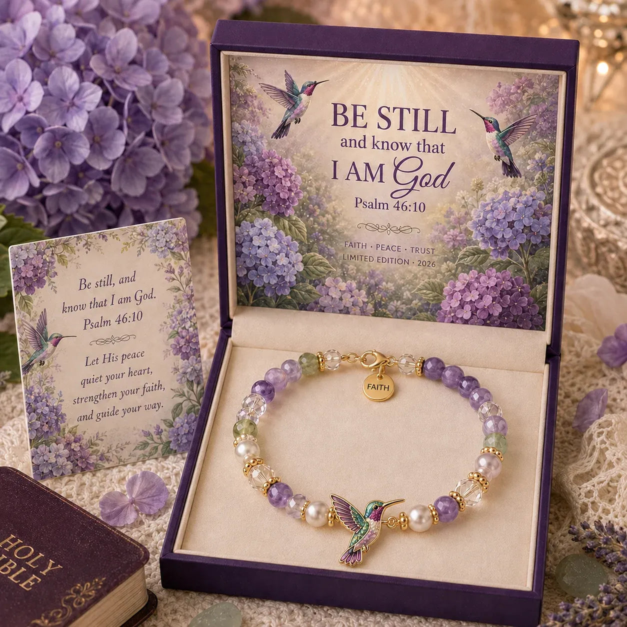 ✝️ Psalm 46:10 Faith Bracelet | Limited Edition 2026 Christian Jewelry with 7 Meaningful Nature Symbols 🤍