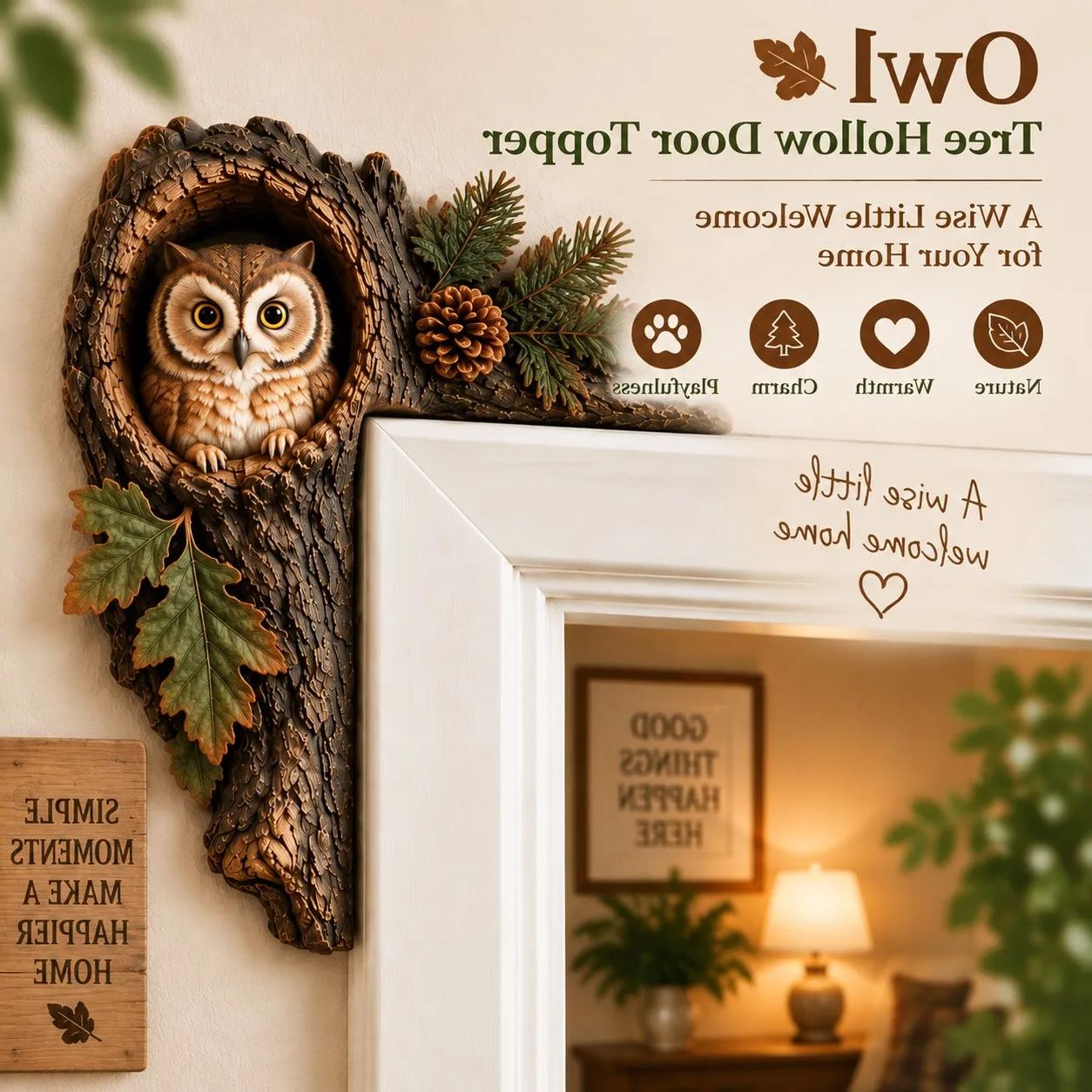🐿️ Chipmunk Tree Hollow Door Topper | Woodland Animal Doorway Decor For Cozy Nature Homes