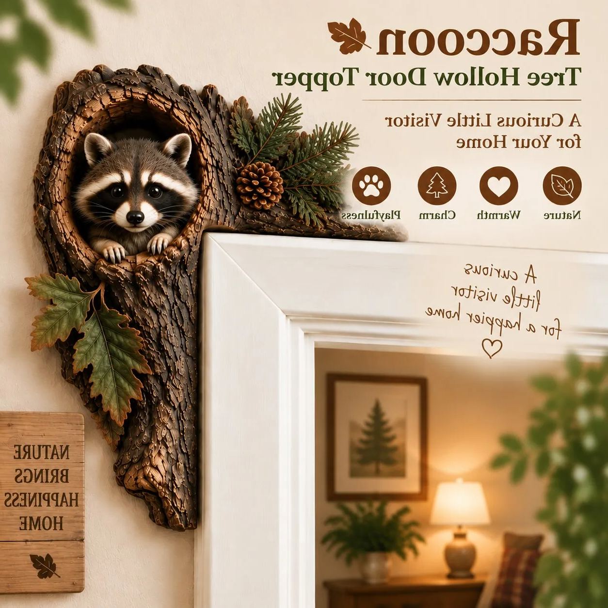 🐿️ Chipmunk Tree Hollow Door Topper | Woodland Animal Doorway Decor For Cozy Nature Homes